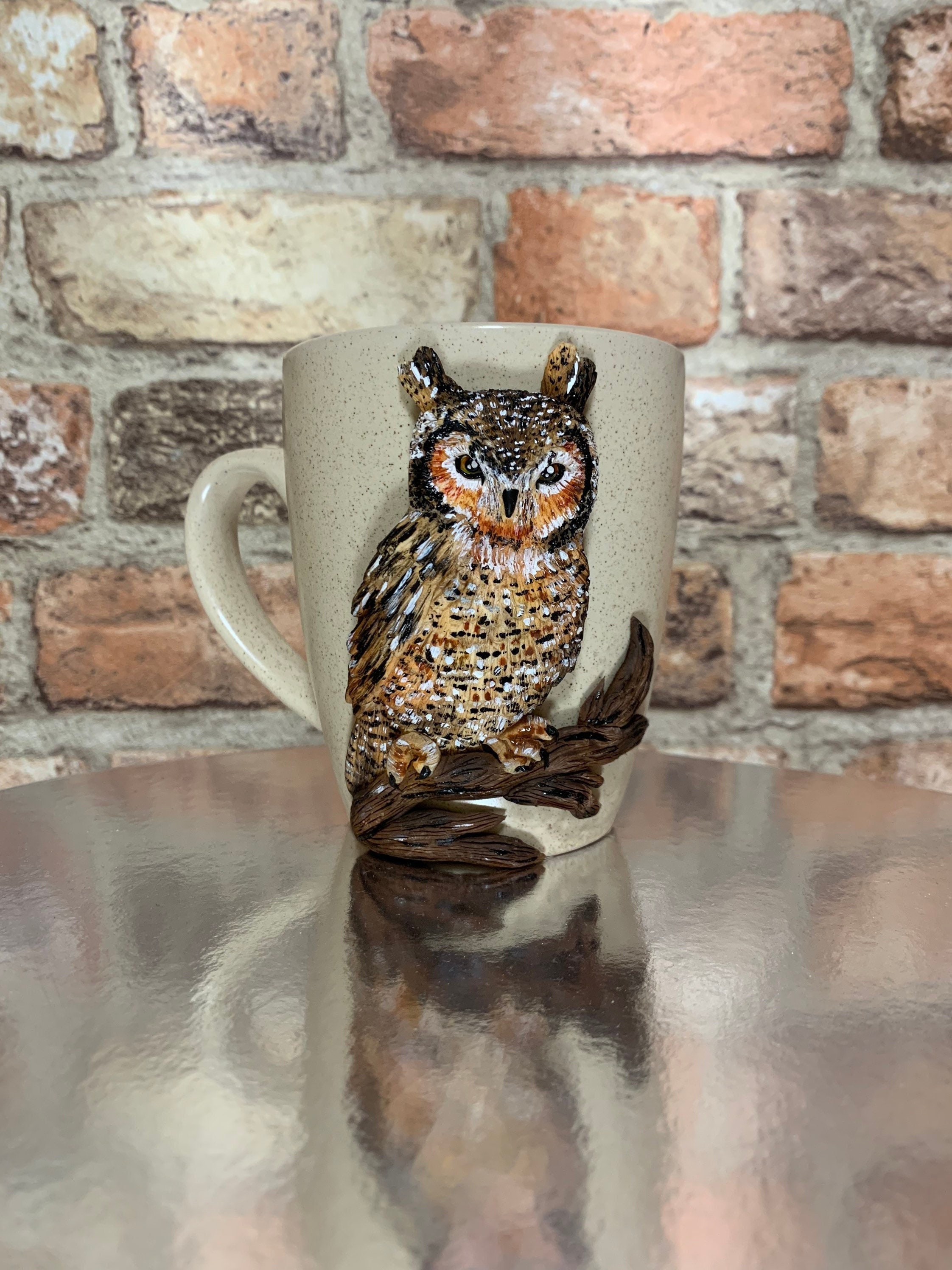 Eagle-owl mug, Ornithologist gift, Eagle-owl 3d,  Eagle-owl decor, Cup with bird, Eagle-owl gift