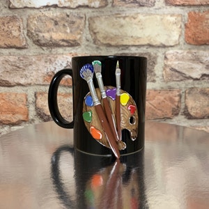 Mug for the artist, art mug, watercolor paint mug, creative gift for an artist, mug with palette and brushes, a gift to the artist,