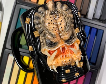 Predator Mug, Cup With Predator, Realistic Predator, Polymer Clay
