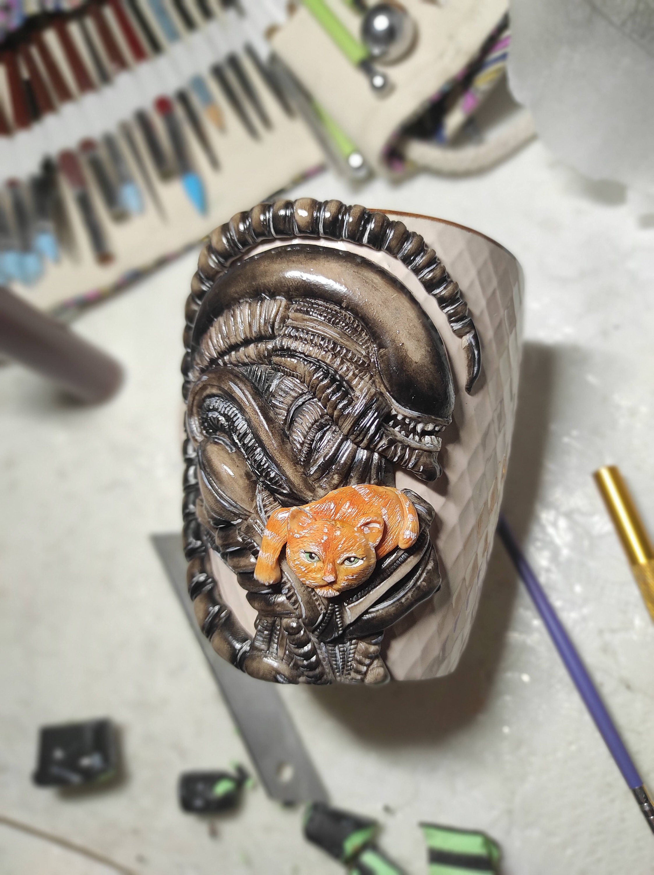 Alien Mug, Alien Coffee Cup, Alien 3d, Handmade Alien, Polymer Alien ...