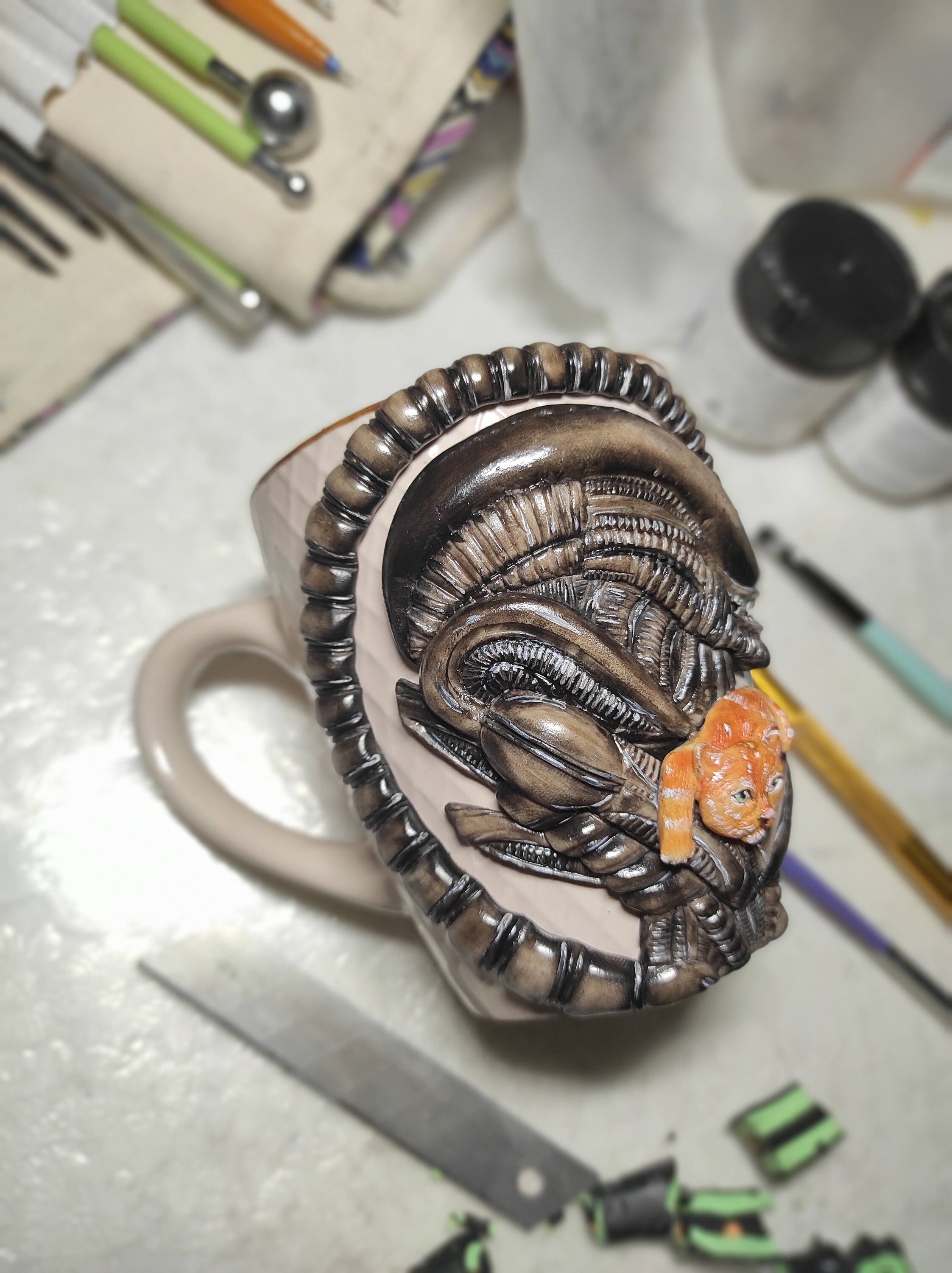 Alien Mug, Alien Coffee Cup, Alien 3d, Handmade Alien, Polymer Alien ...