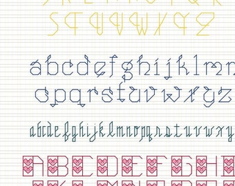 Alphabet point de croix double coeur & 3 alphabets supplémentaires