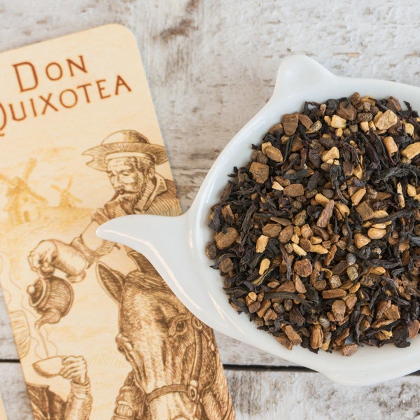 Don QuixoTea Chai Tea with Bookmark, Inspired by Don Quixote, Organic Miguel Cervantes Loose Tea, Classic Readers Tea