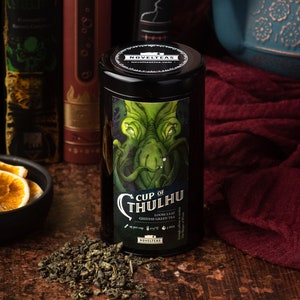 Call of Cthulhu Tea with Bookmark, HP Lovecraft Bookish Gift, Souvenir of R'lyeh