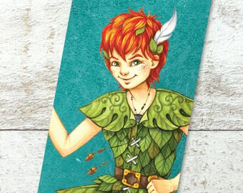 Peter Pan Watercolor Bookmark with Quote, Neverland Party Favor