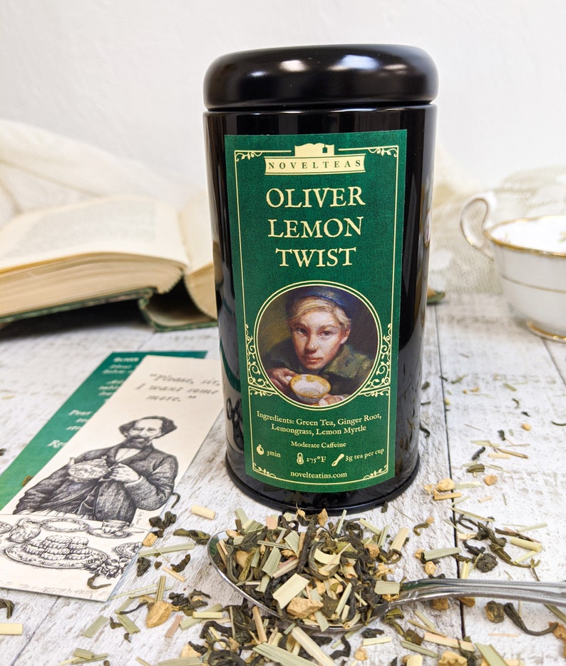 Oliver Twist Loose Tea Tin, Charles Dickens Literary Gift, Victorian Green Tea, Bookish Stocking Stuffer, Librarian Present image 6