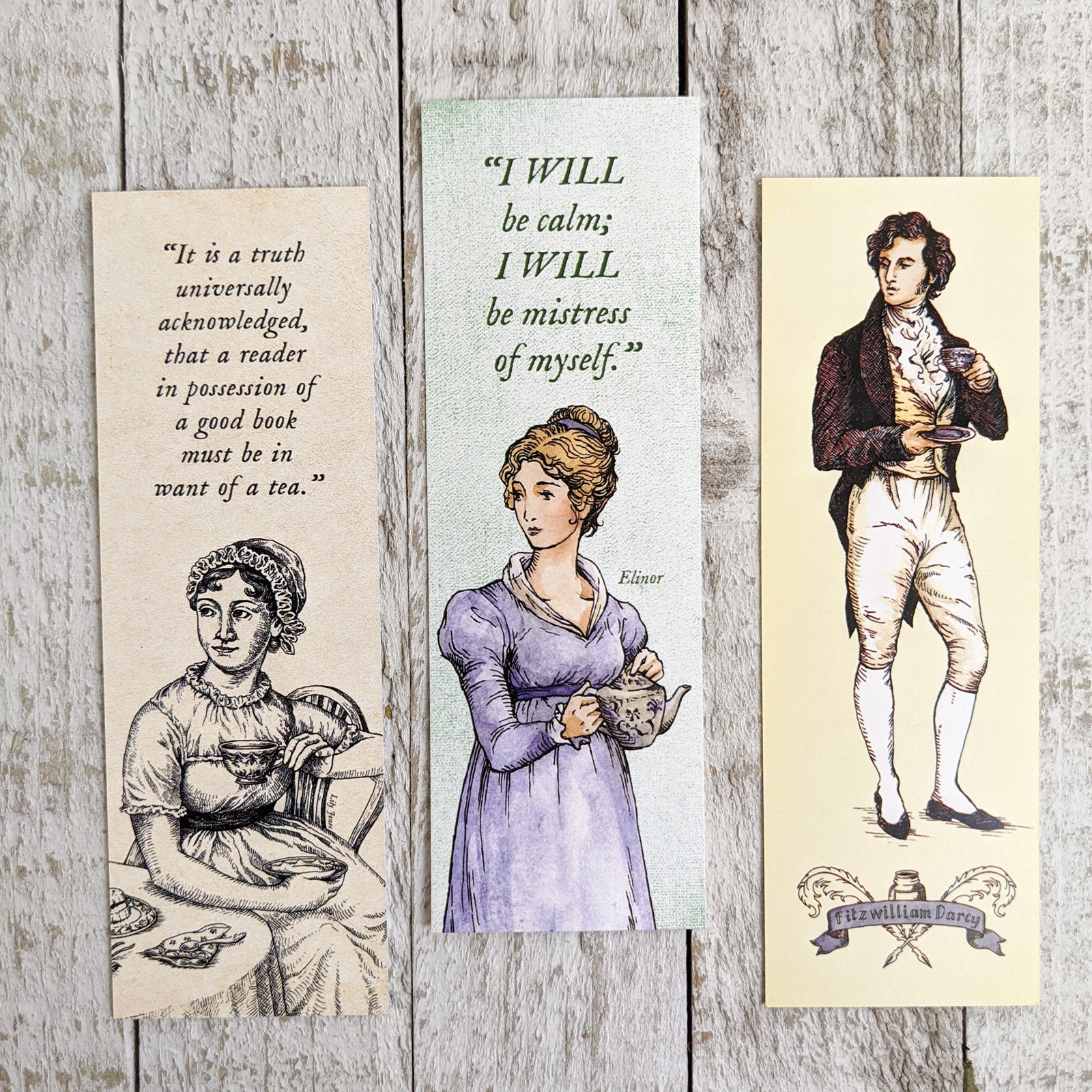 Jane Austen Bookmarks with Pride and Prejudice Tea Mr Darcy | Etsy
