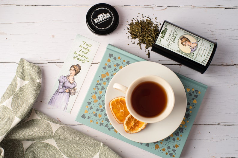 Sense and Sensibility Tea with Bookmark, Jane Austen Gift, Sencha for Reading, English Literature Teacher Present image 6