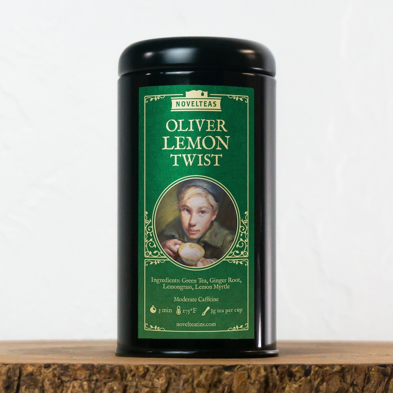 Oliver Twist Loose Tea Tin, Charles Dickens Literary Gift, Victorian Green Tea, Bookish Stocking Stuffer, Librarian Present image 3