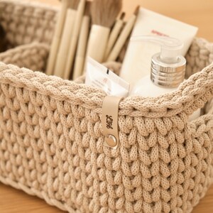 Crochet bathroom organizer with dividers image 2