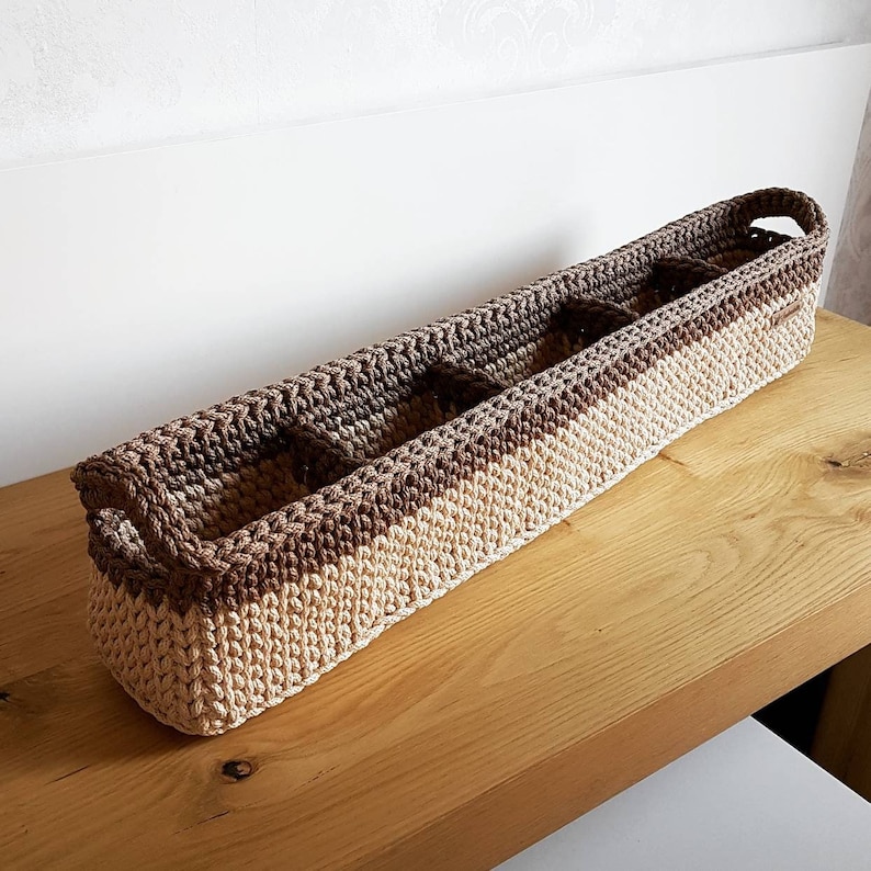 Crochet bathroom organizer with dividers image 5