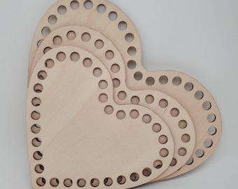Base de cesta, base de ganchillo, base de madera para cesta de ganchillo, corazón de madera de abedul