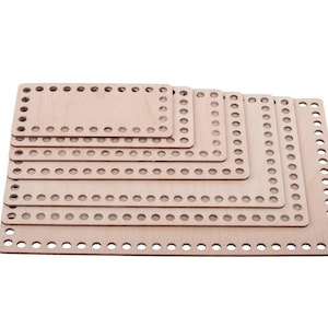Base para cesta, base de ganchillo, base de madera para cesta de ganchillo, madera de abedul, rectangular, mediana