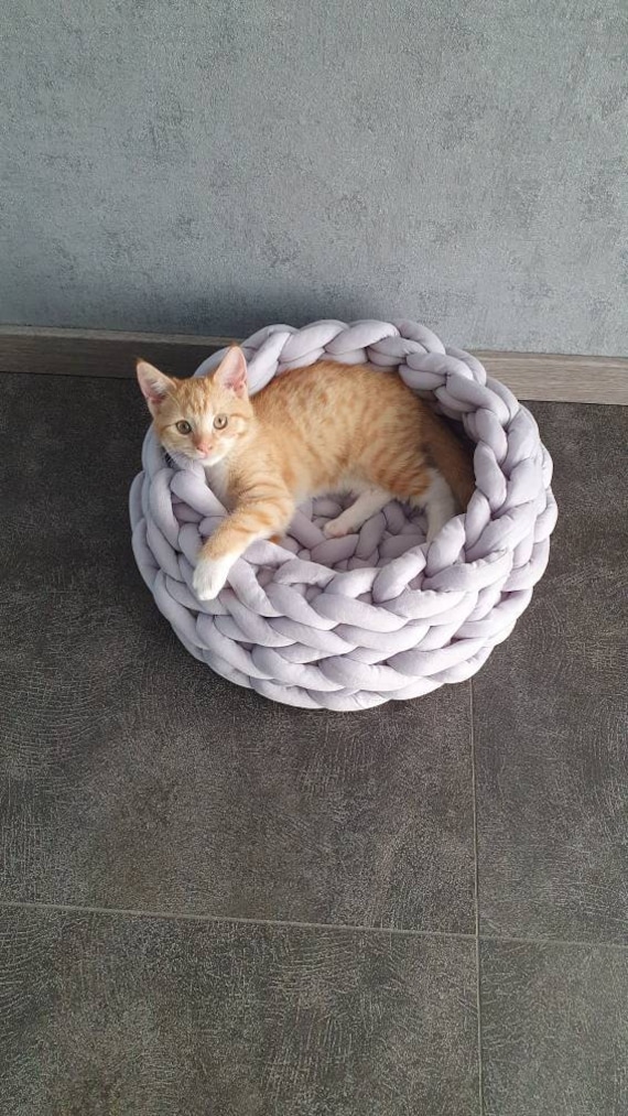 Chat Lit Chat Panier Chien Chien Panier Chunky Gros Gris Ou Etsy France
