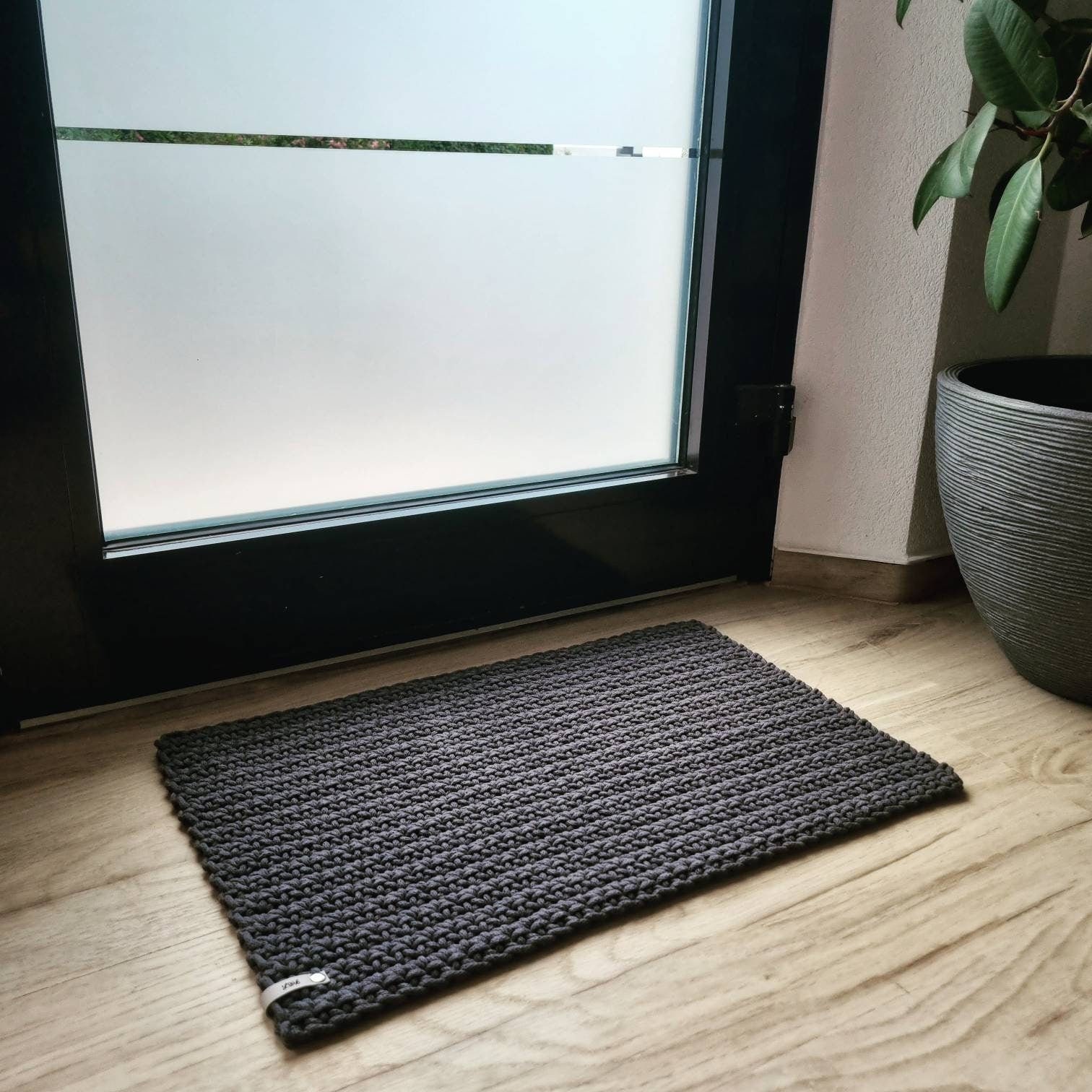 洗えるリサイクルコットン100%のかぎ針編みの手作り玄関マット - Etsy 日本
