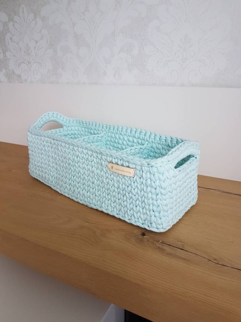 Crochet bathroom organizer with dividers image 7