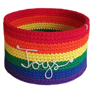 Rainbow basket Storage basket crocheted from recycled cotton customizable