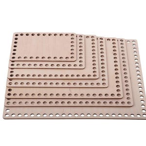 Wooden base for crochet basket made of birch wood rectangular wide