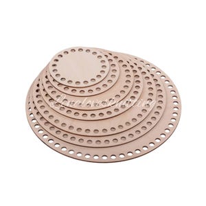 Wooden base for crochet basket made of birch wood round