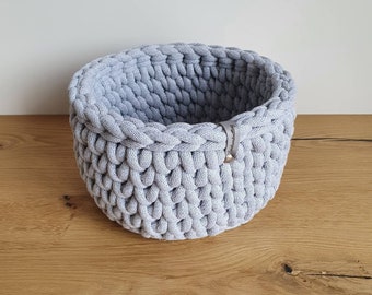 Handmade chunky cable knit storage basket