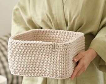 Storage basket crocheted rectangular Many colors Utensilo crochet basket Recycled