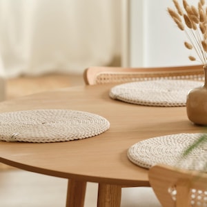 Placemats Round crocheted placemats made from recycled cotton