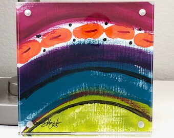 Vibrant Abstract Art Framed, Modern Painting Original, Vibrant Decor, Valentines Gift for Him, Colorful Abstract Painting | Color Pops VIII