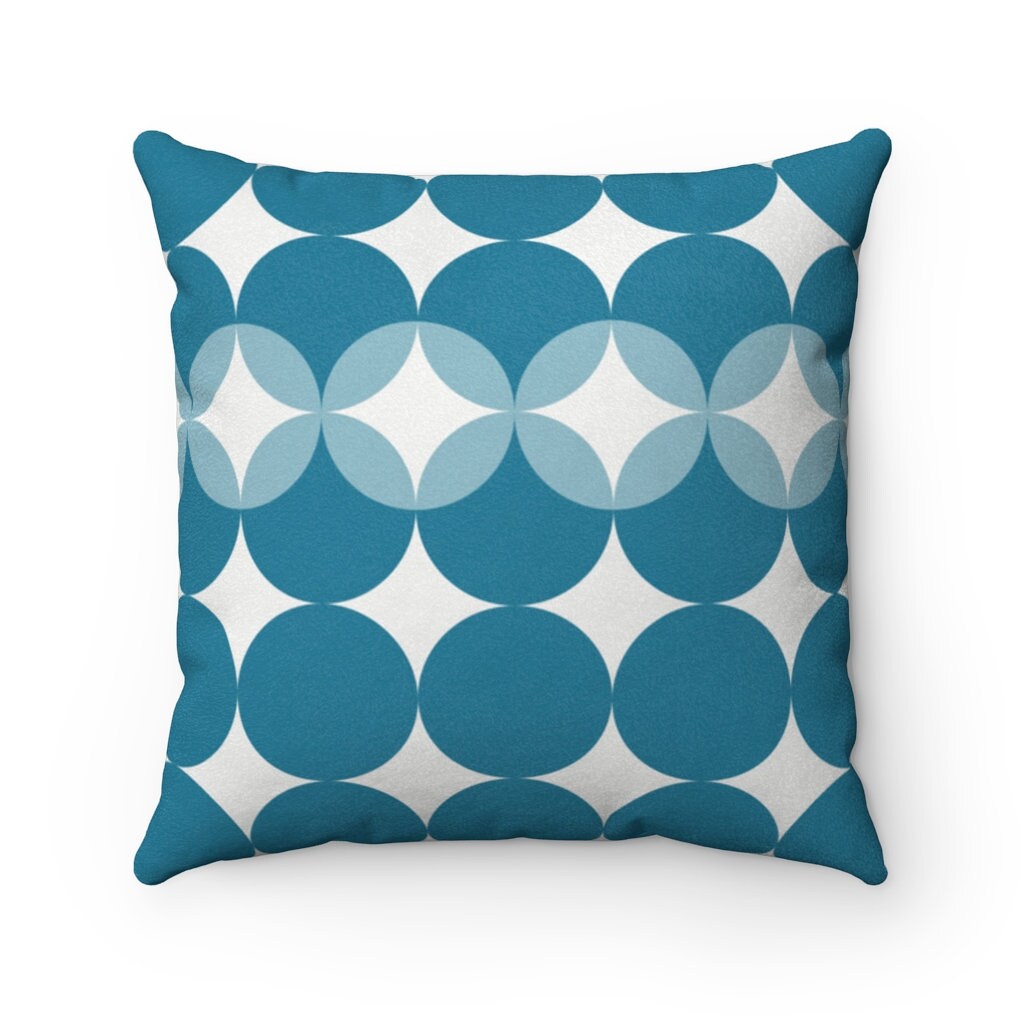 Azul mediados de siglo moderno lanzamiento almohada cubierta | Etsy