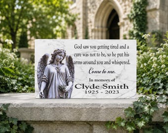 Angel Memorial Garden Stone, 6x9 Painted Concrete Paver Plaque, Custom Cemetery Grave Marker, In Loving Memory Comfort Gift