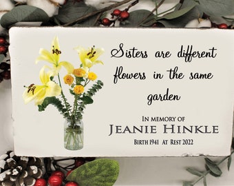Sister Memorial Stone: Rustic Concrete Remembrance Plaque (6x9x2)