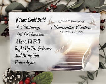 Personalized Stairway to Heaven Memorial Stone, Custom Sympathy Gift, Remembrance Plaque with Doves, Bereavement Keepsake