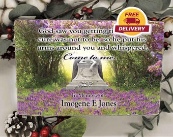 God Saw You Getting Tired Memorial Stone, Personalized Angel Garden Sympathy Plaque