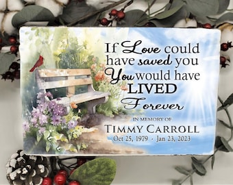Memorial Stone, Personalized Bench Cardinal Plaque, Remembrance Garden Accent | Concrete, 6x9x2 Inches