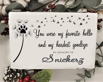 Personalized Pet Memorial Stone Dandelion Paw Print Custom Sympathy Gift Grave Marker Headstone 6x9