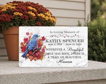 Personalized Memorial Stone Bluebird design,  family loss gift Gift for a loved one.