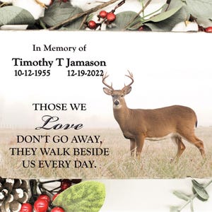 Deer Hunter Memorial Stone, Personalized Whitetail Deer Garden Memorial, In Loving Memory Gift for Hunter or Outdoorsman, 9x6 image 2