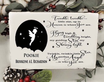 Memorial Stone plaque, Twinkle, Twinkle little star, Garden Memorial stone 6"x9"x2" stone Baby memorial, loss of a child