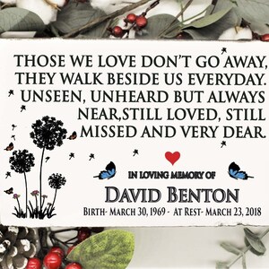 Memorial Garden Stone &quot;Those We Love&quot; - Dandelions, Butterflies & Flowers, Sympathetic Remembrance Gift