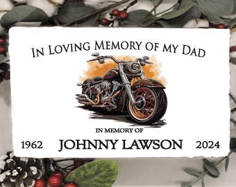 Motorcycle Memorial, Personalized Concrete Paver Stone, 6x9 Inches - In Loving Memory Of Dad