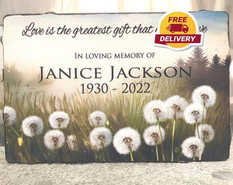 Placa conmemorativa personalizada de piedra con forma de diente de león, adoquín de jardín de hormigón a medida, regalo de condolencia