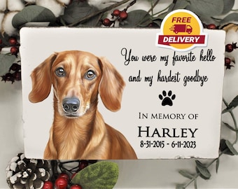 Piedra conmemorativa para perros, regalo personalizado de condolencia por la pérdida de una mascota, lápida con huella de pata.