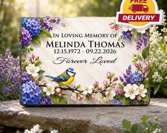 Placa conmemorativa de piedra Song Bird para exteriores, decoración personalizada para jardín, en memoria de