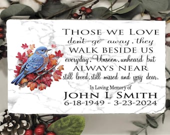 Bluebird Memorial, Autumn Garden Plaque | Personalized Stone, Fall Colors, Outdoor Remembrance Gift