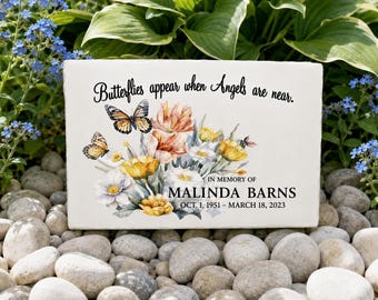 Personalized Memorial Stone, Butterfly Remembrance Plaque, Loss of Loved One Gift