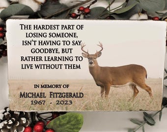 Buck Scene, Memorial Garden Plaque - Concrete Paver, 6x9x2 Inches | Hunters Tribute For Dad, Personalized Names Dates