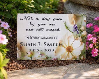 Personalized Memorial Stone with Flowers, a family loss gift
