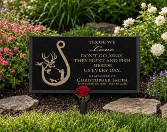 Personalized Hunter Fisher Memorial Garden Stone Plaque for Outdoor Tribute, Custom Engraved Tribute Marker Gift