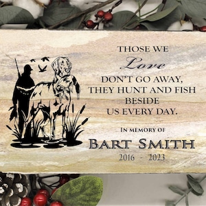 Personalized Hunting Memorial Stone: Lab & Duck Scene, Sympathy Gift