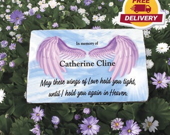 Personalized Memorial Garden Stone – Angel Wings Infant Loss Tribute