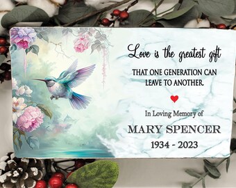 Bereavement Keepsake, Hummingbird Memorial Stone | Concrete | White Face, Bronze Edges, 6x9 Inches